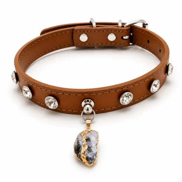 Moonstone Crystal Dog Collar Charm – Handmade Natural Gemstone Pendant