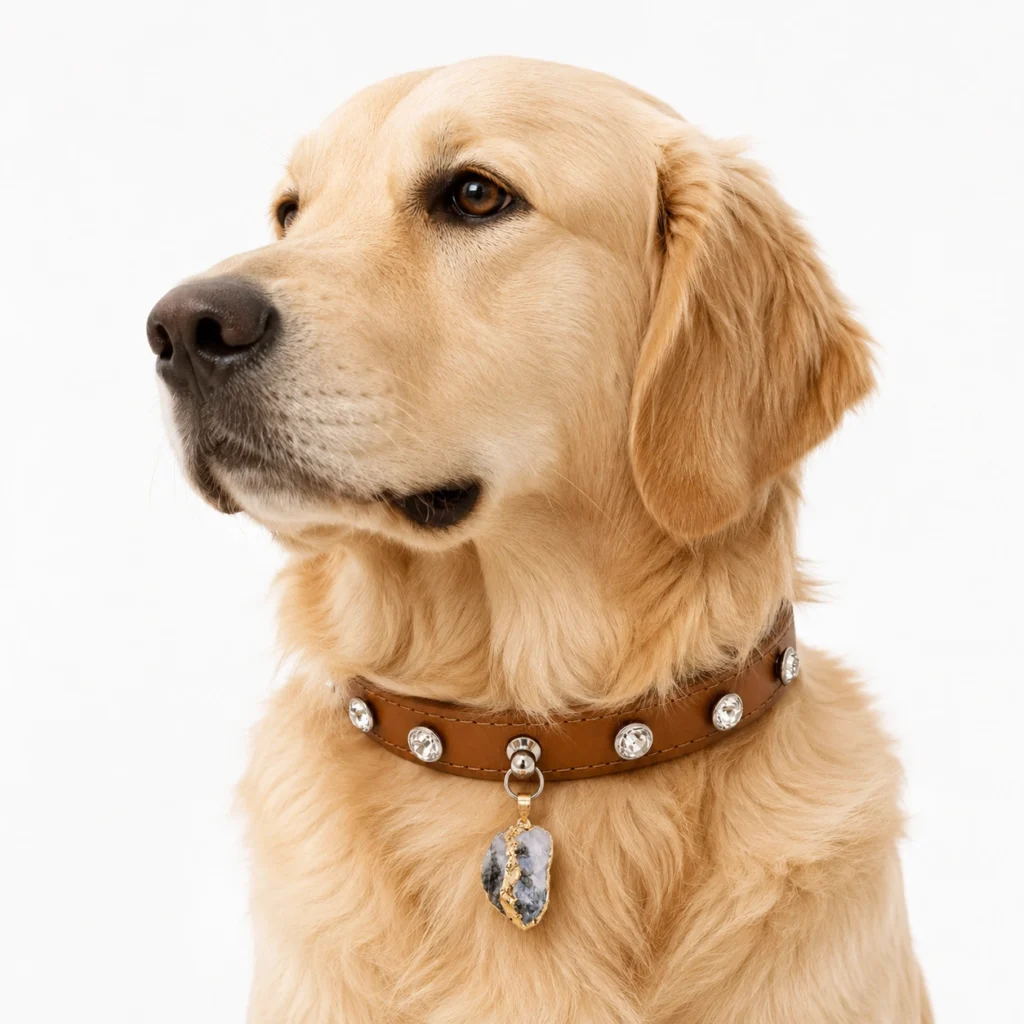 Moonstone Crystal Dog Collar Charm – Handmade Natural Gemstone Pendant