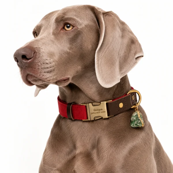 Green Aventurine Dog Collar Set — Crimson