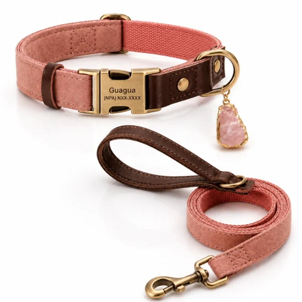 Rose Quartz Dog Collar Set – Blush Elegance