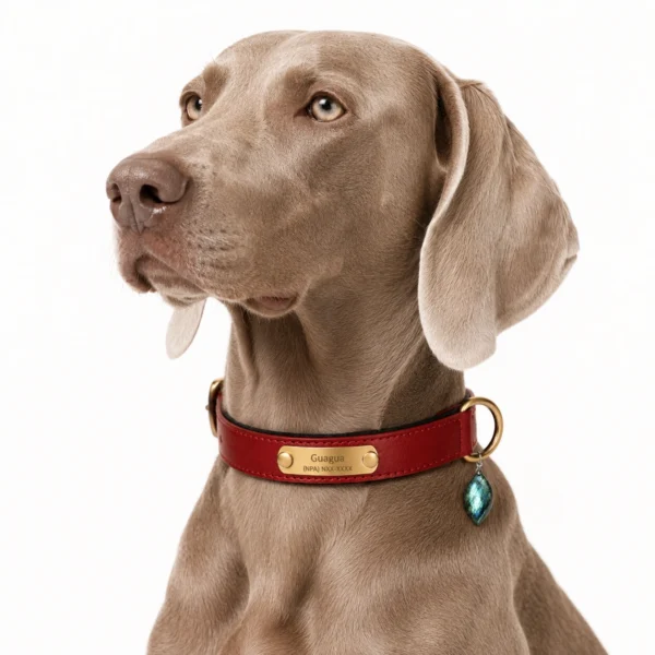 Labradorite Gemstone Dog Collar Set — Crimson