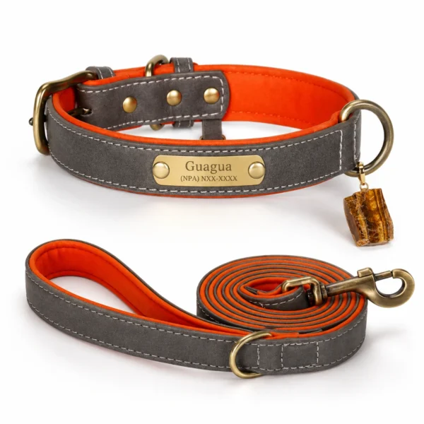 Tiger Eye Gemstone Dog Collar - Luxury Leather Design