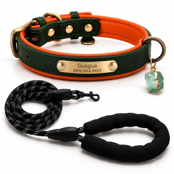 Green Aventurine Gemstone Dog Collar Set – Forest Luxe
