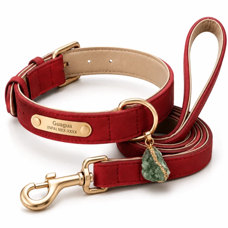 Green Aventurine Gemstone Dog Collar - Crimson