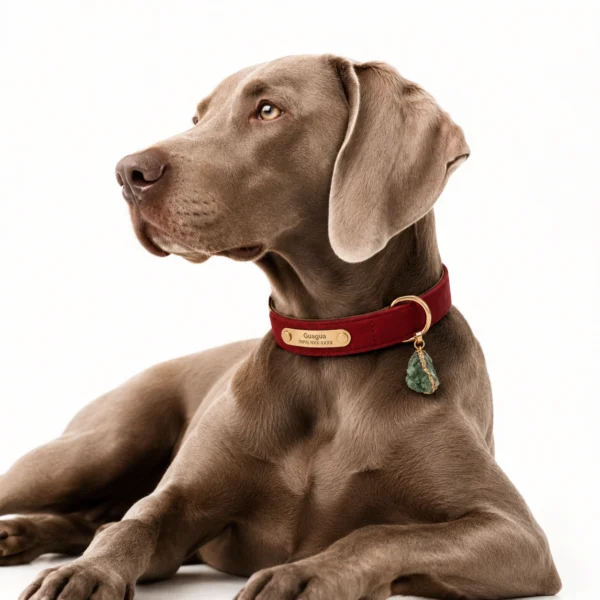 Green Aventurine Gemstone Dog Collar - Crimson