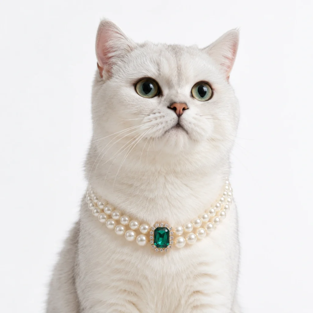 Emerald Pearl Cat Collar – Vintage Charm