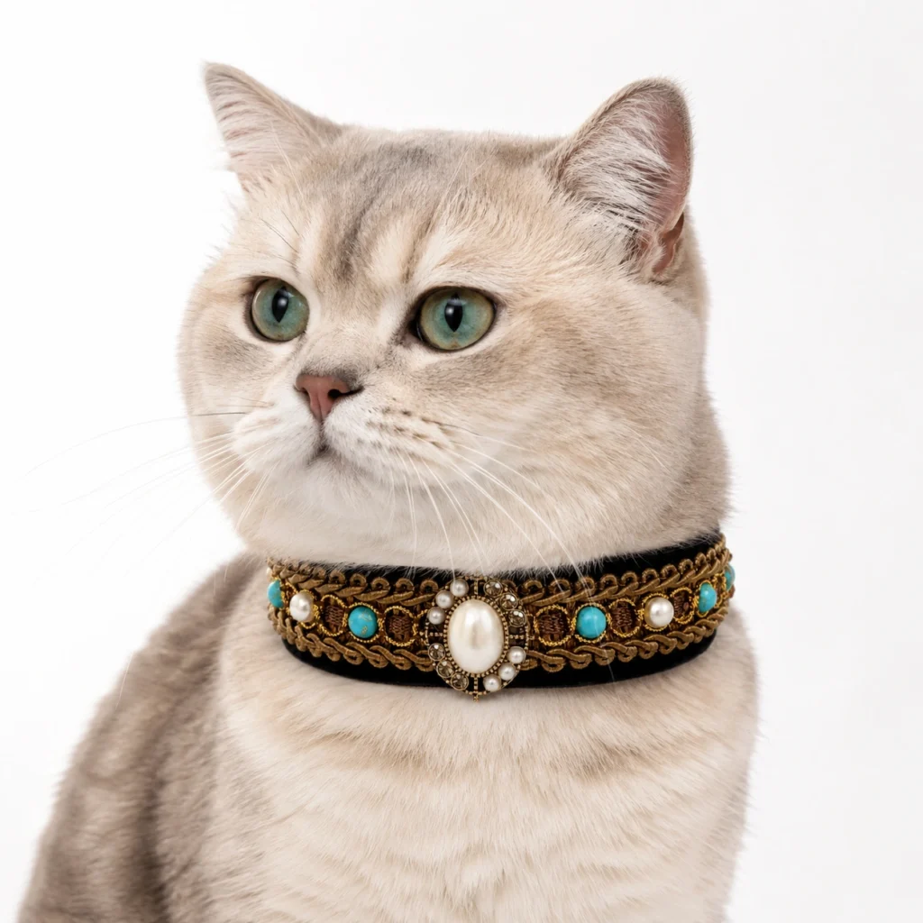 Vintage Pearl Cat Collar – Emerald Accent