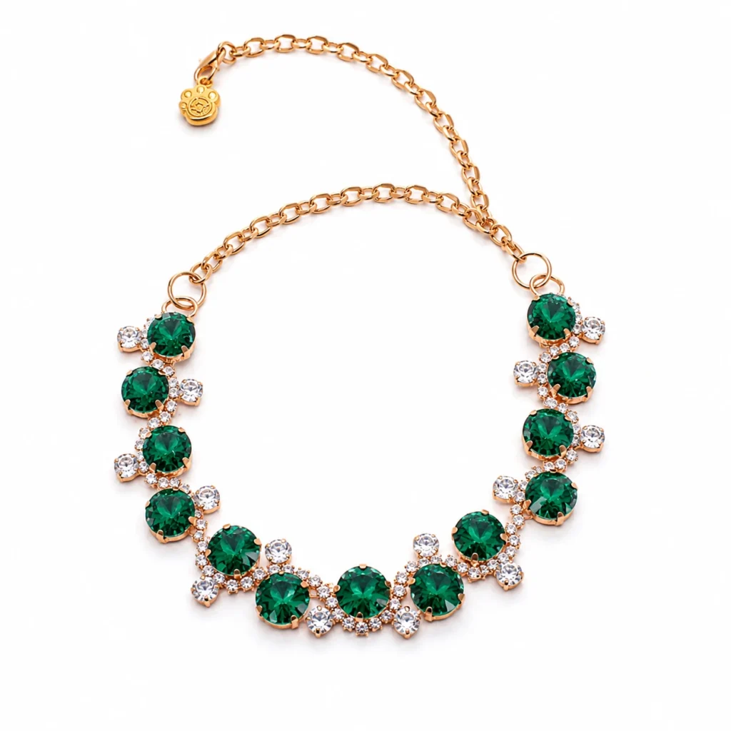 Emerald Crystal Cat Collar – Vintage Charm