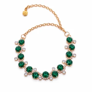 Emerald Crystal Cat Collar - Vintage Charm