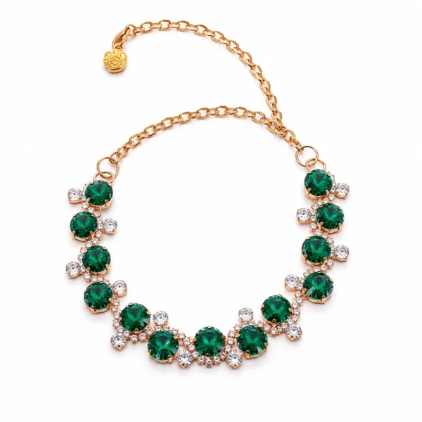 Emerald Crystal Cat Collar - Vintage Charm