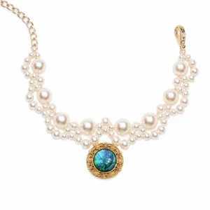 Vintage Pearl Cat Collar Necklace – Opal Pendant