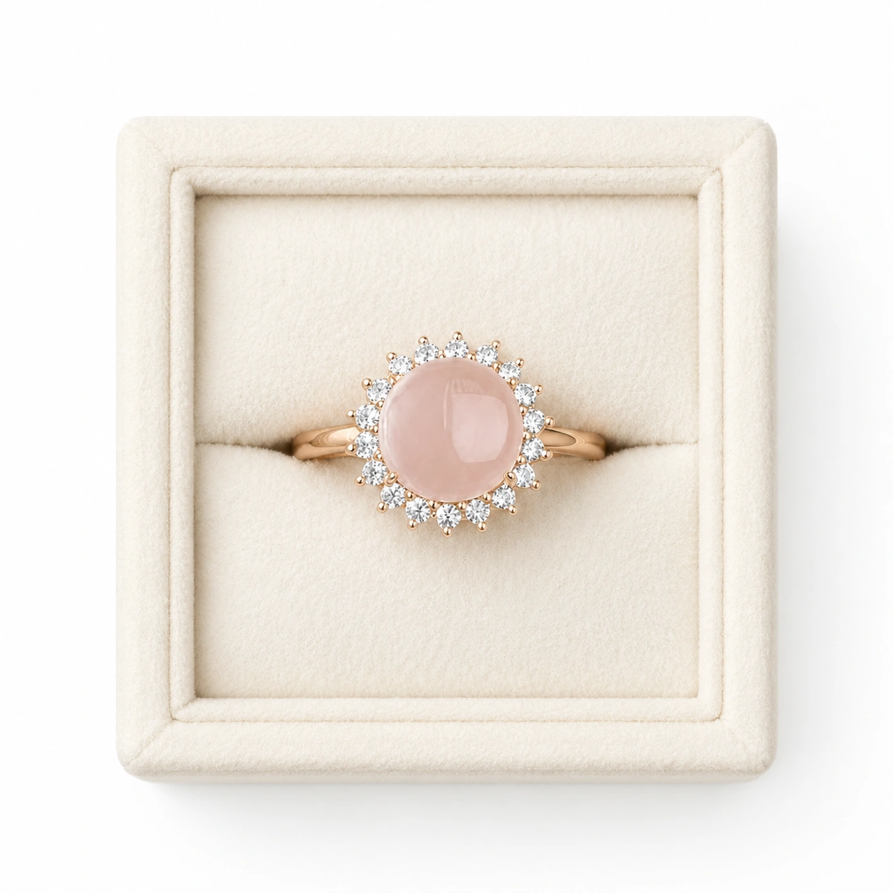 Rose Quartz Halo Ring – Celeste