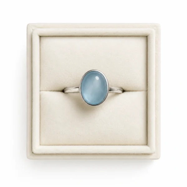 Blue Chalcedony Oval Ring – Celestial Blue Gemstone Ring