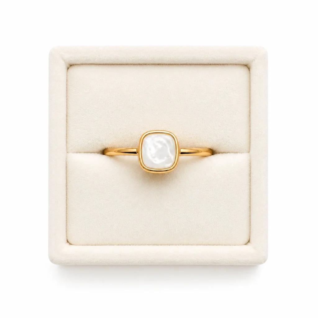 White Mother of Pearl Cushion Ring