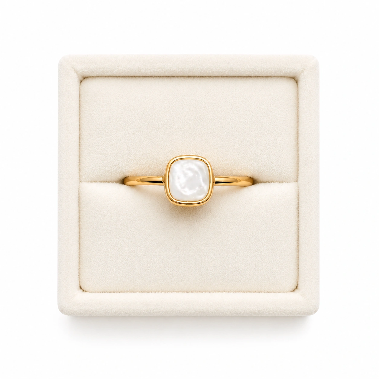 White Mother of Pearl Cushion Ring