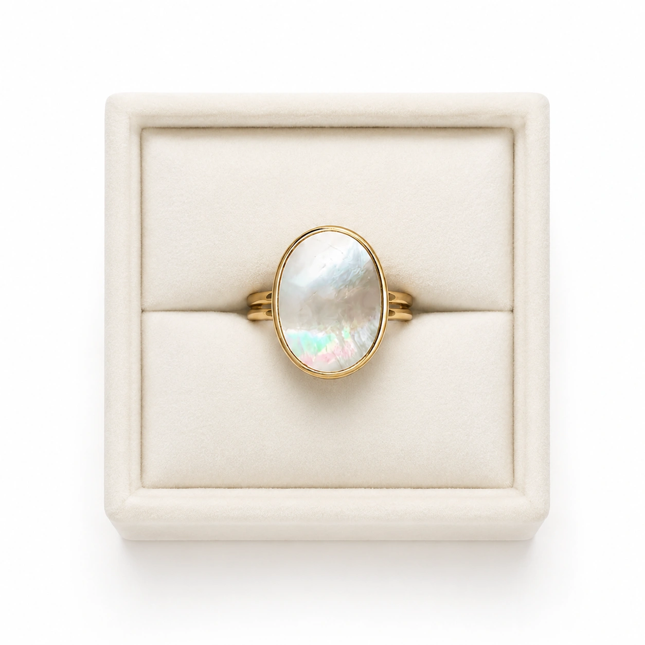 White Mother of Pearl Oval Ring