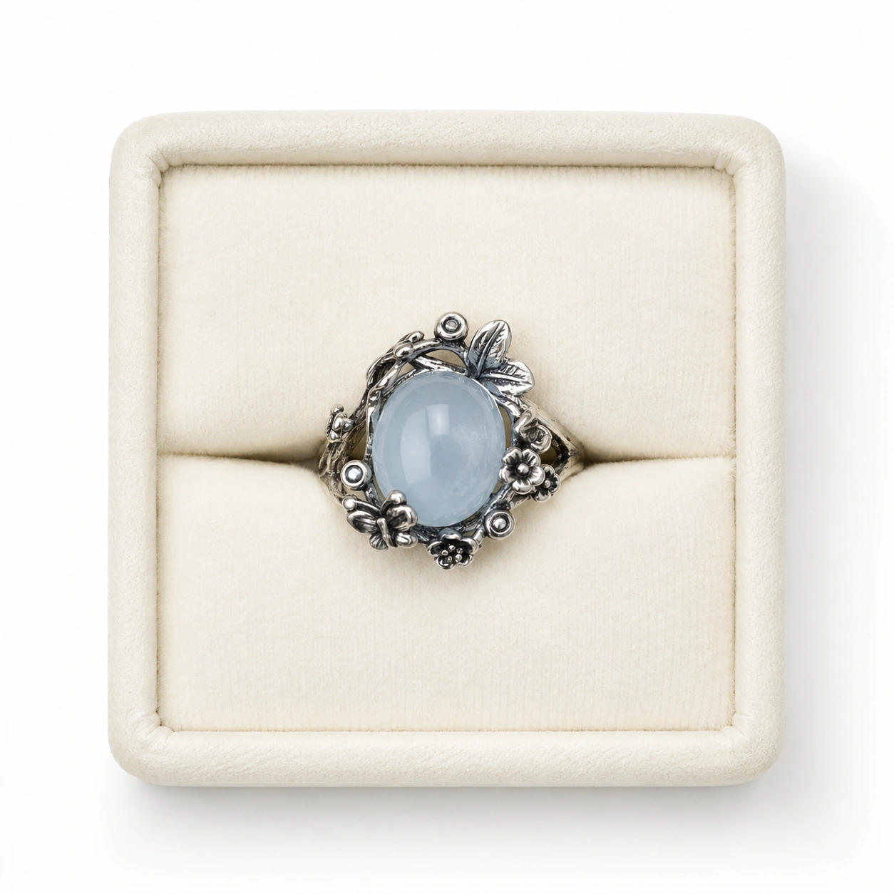 Aquamarine Floral Ring