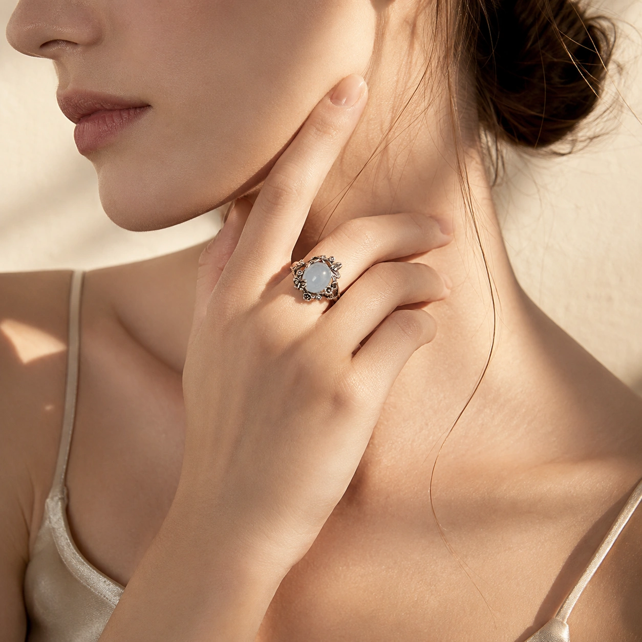 Aquamarine Floral Ring