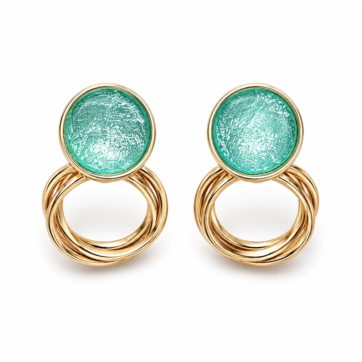 Vintage Green Enamel Alloy Stud Earrings