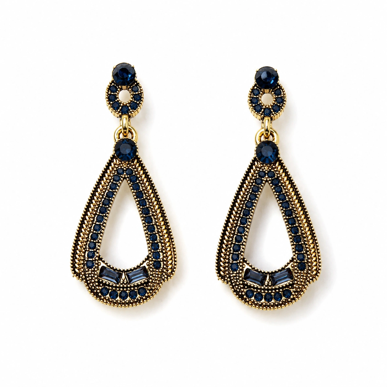 Vintage Alloy Teardrop Rhinestone Dangle Earrings