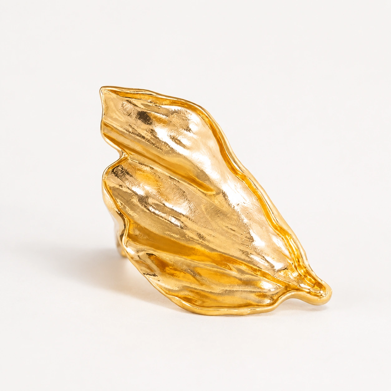 Leaf Statement Ring – Adjustable Gold & Silver Alloy Design