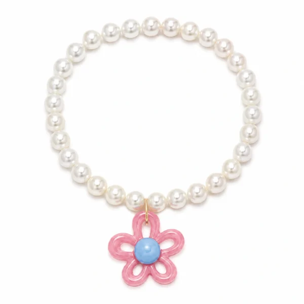 Pearl Cat Collar - Pink Flower Charm