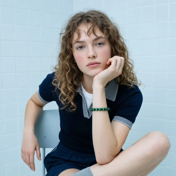 Natural Malachite Beaded Bracelet – Classic Green Gemstone Jewelry
